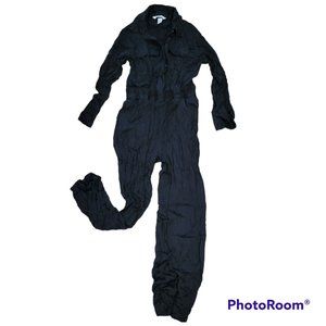 H&M Crinkly black silky jumpsuit, size small